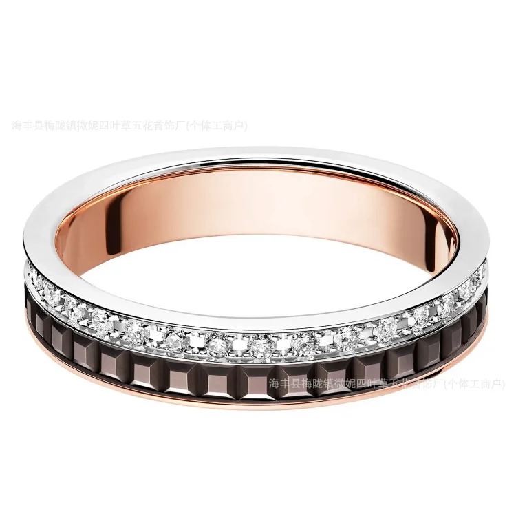 High v gold Shilairun ceramic ring narrow with diamond 18k CNC couple ring Baojia lion and dragon men and women image 2