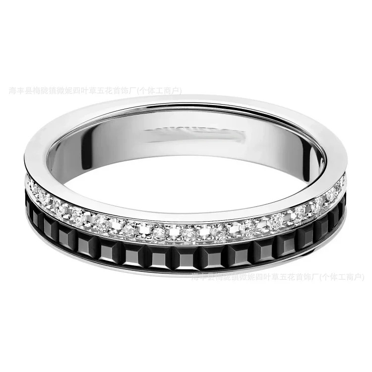 High v gold Shilairun ceramic ring narrow with diamond 18k CNC couple ring Baojia lion and dragon men and women image 3