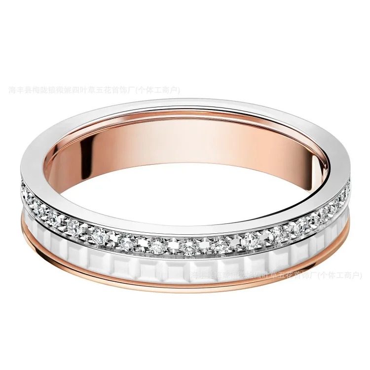 High v gold Shilairun ceramic ring narrow with diamond 18k CNC couple ring Baojia lion and dragon men and women image 4
