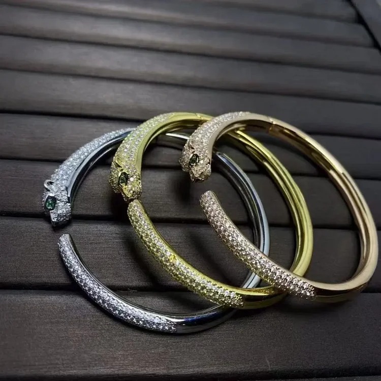 Cross-border popular fashion high diamond-encrusted leopard bracelet fashionable high-end full diamond double-ended gypsophila versatile bracelet