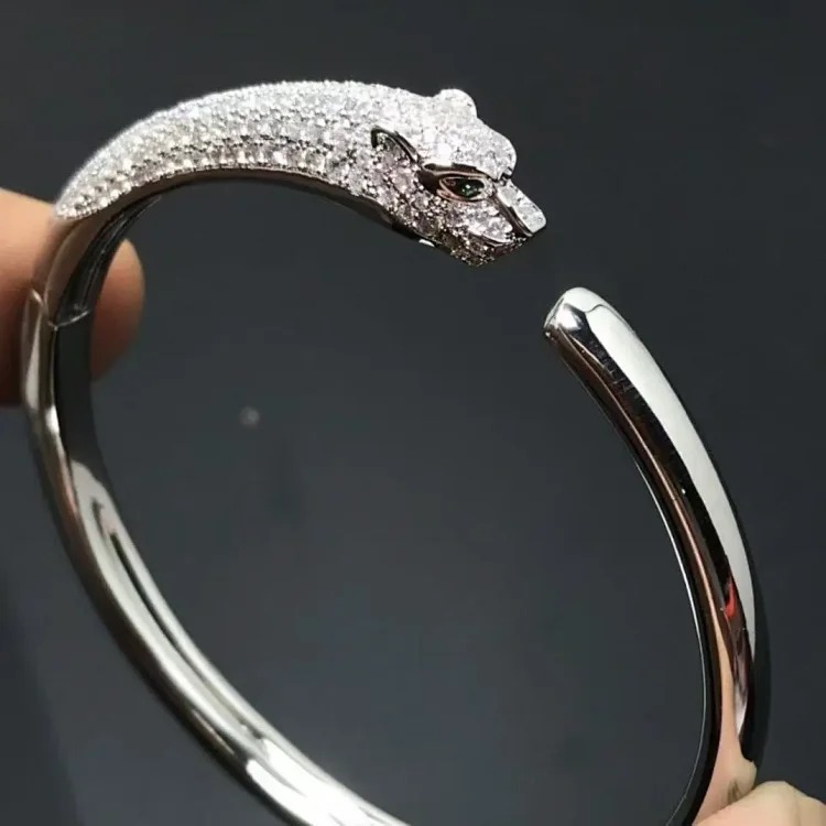 Cross-border popular fashion high diamond-encrusted leopard bracelet fashionable high-end full diamond double-ended gypsophila versatile bracelet