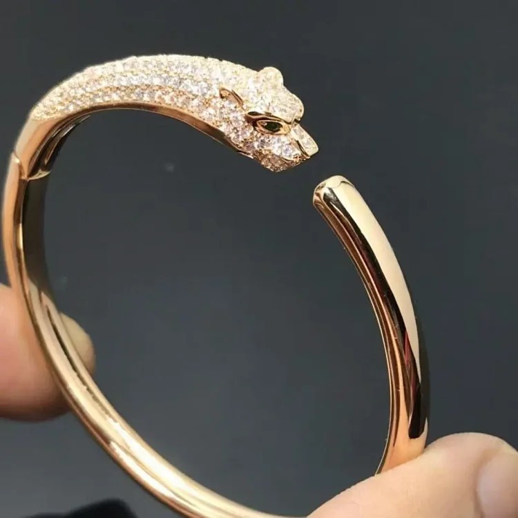 Cross-border popular fashion high diamond-encrusted leopard bracelet fashionable high-end full diamond double-ended gypsophila versatile bracelet