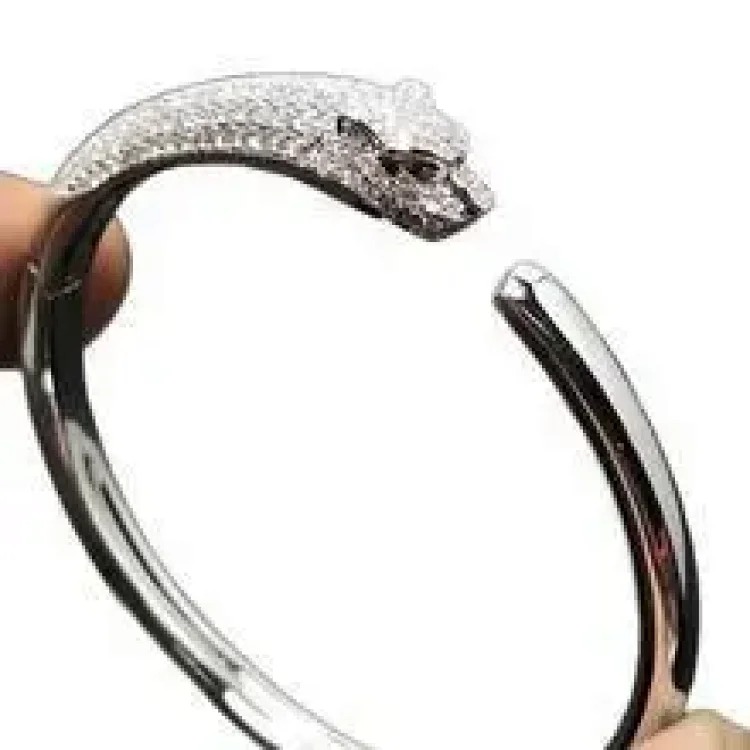 Cross-border popular fashion high diamond-encrusted leopard bracelet fashionable high-end full diamond double-ended gypsophila versatile bracelet