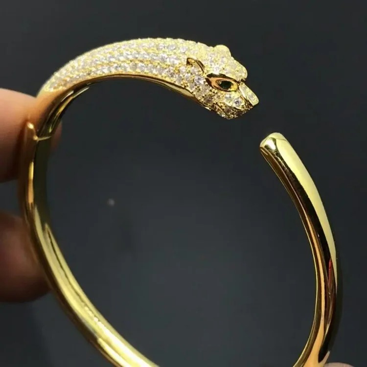 Cross-border popular fashion high diamond-encrusted leopard bracelet fashionable high-end full diamond double-ended gypsophila versatile bracelet
