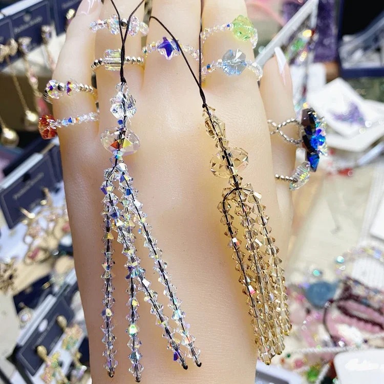 Austrian crystal pendant, mobile phone chain, bag pendant, crystal tassel pendant, mobile phone rope pendant