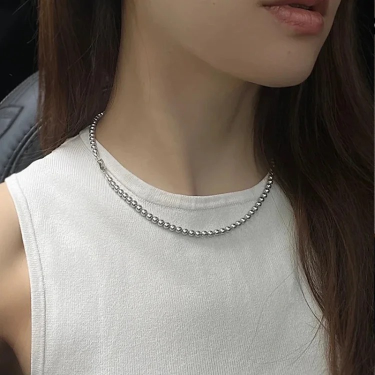 Imported Shijia Zhenduo hemp gray pearl necklace women's S925 sterling silver sweater chain light luxury high-end clavicle chain image 2