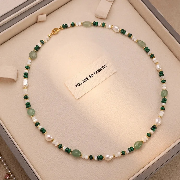 Dopamine natural freshwater pearl necklace necklace colorful beaded clavicle chain women's new light luxury and high-end necklace