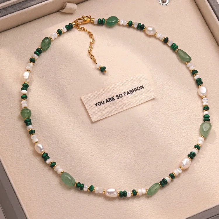 Dopamine natural freshwater pearl necklace necklace colorful beaded clavicle chain women's new light luxury and high-end necklace