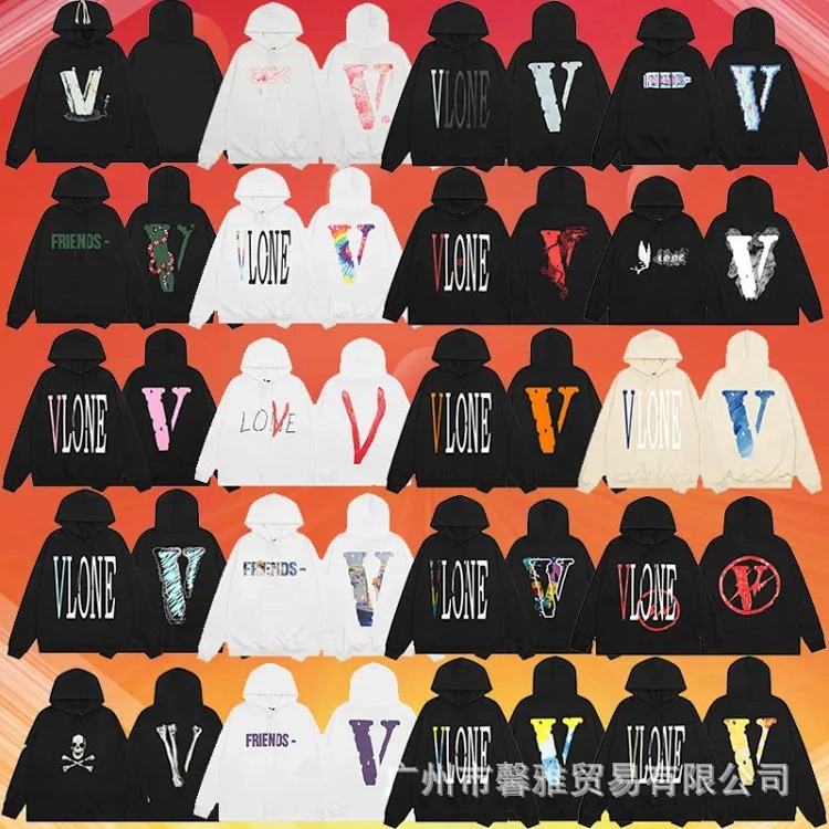 Fear of God Foreign single Vlone FOG mosaic FRIENDS element style American big V hooded series sweatshirt heavy hoodie 1