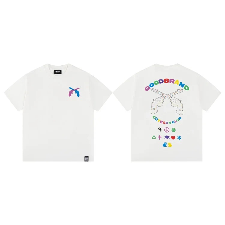 Goodbrand pearl slogan short-sleeved shirt image 2