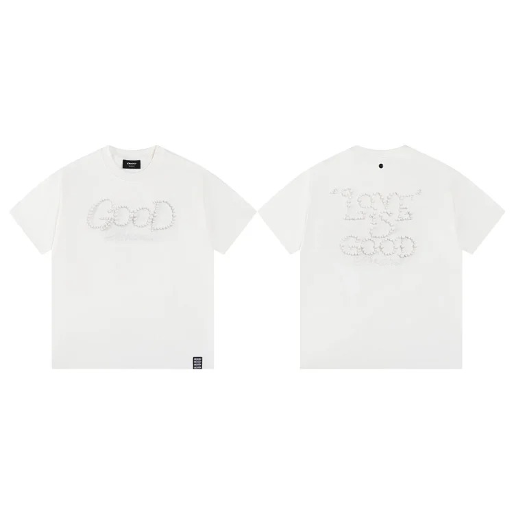 Goodbrand pearl slogan short-sleeved shirt image 4