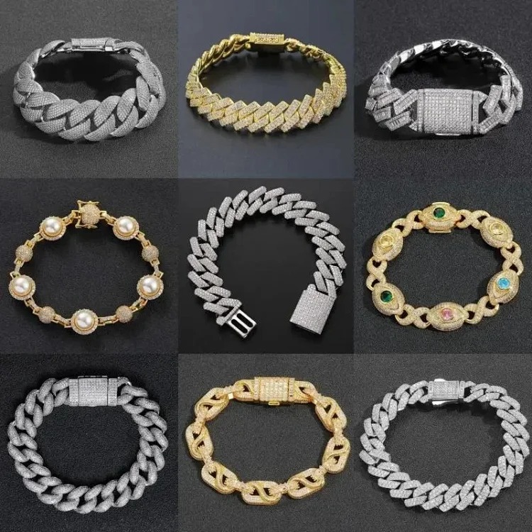 5ACubic Zirconia Stone flash diamond bracelet hip-hop jewelry