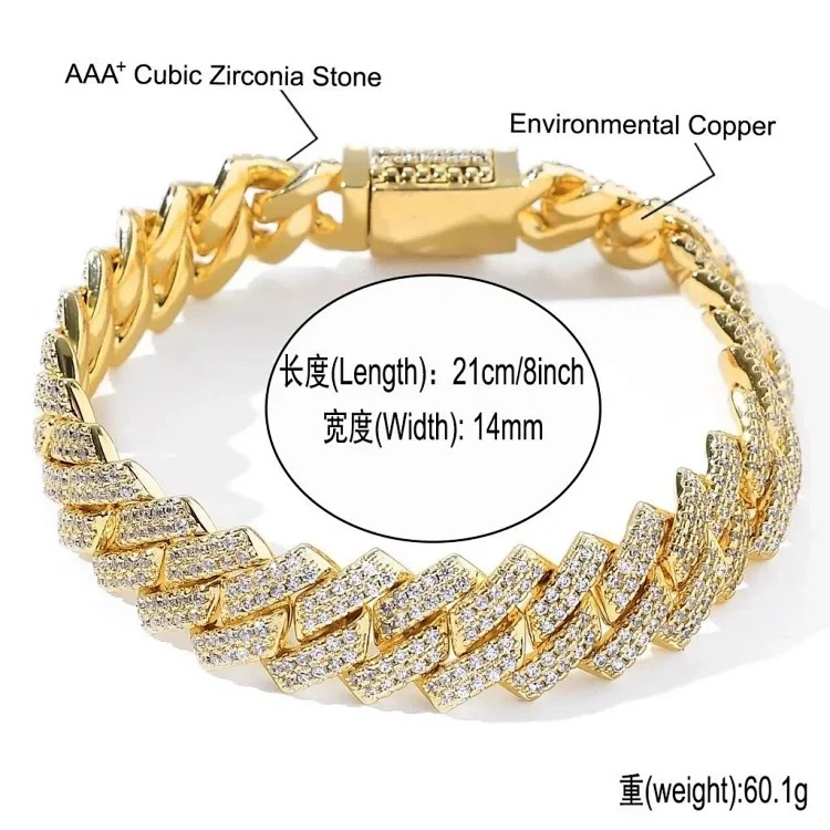 5ACubic Zirconia Stone flash diamond bracelet hip-hop jewelry image 2