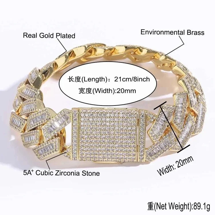 5ACubic Zirconia Stone flash diamond bracelet hip-hop jewelry image 4