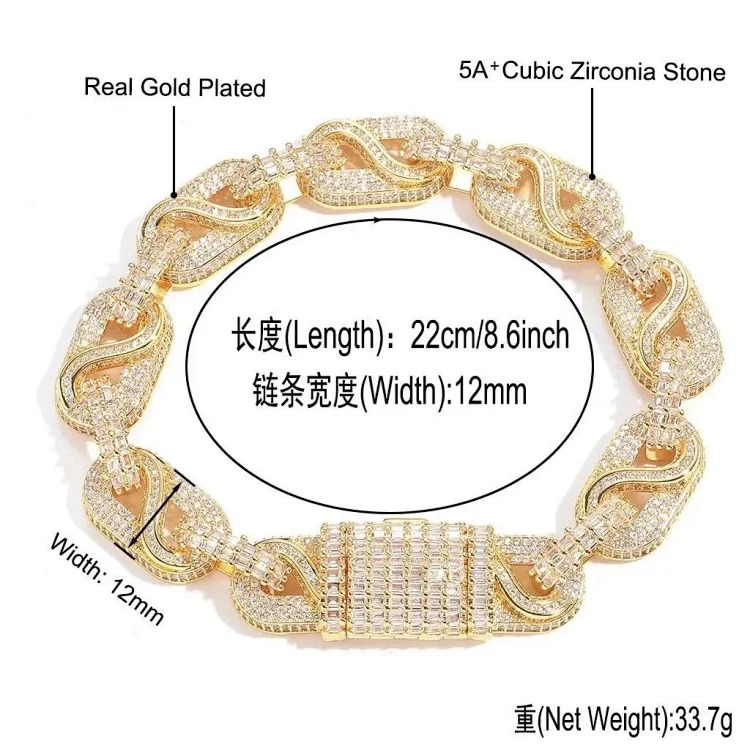 5ACubic Zirconia Stone flash diamond bracelet hip-hop jewelry image 5