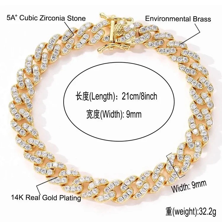 5ACubic Zirconia Stone flash diamond bracelet hip-hop jewelry image 6