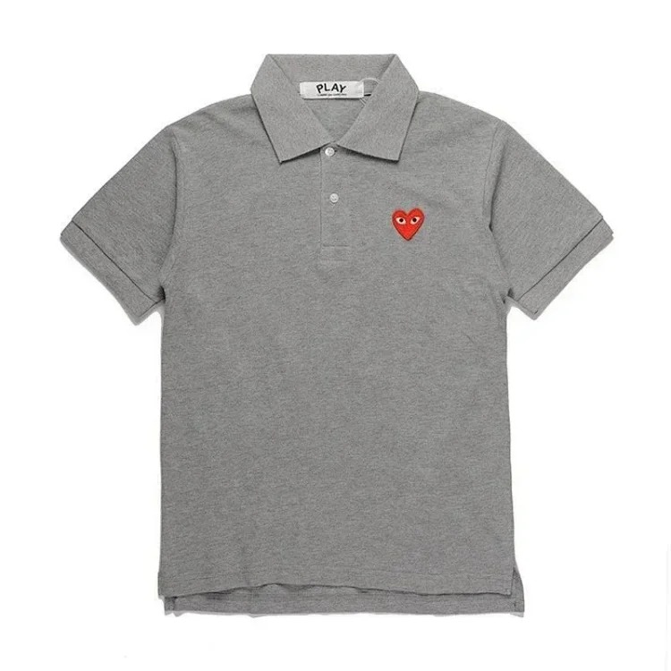 Little black heart polo shirt for men and women, loose T-shirt, cotton short sleeves for couples image 3