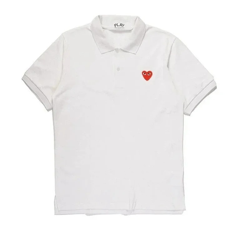 Little black heart polo shirt for men and women, loose T-shirt, cotton short sleeves for couples image 5