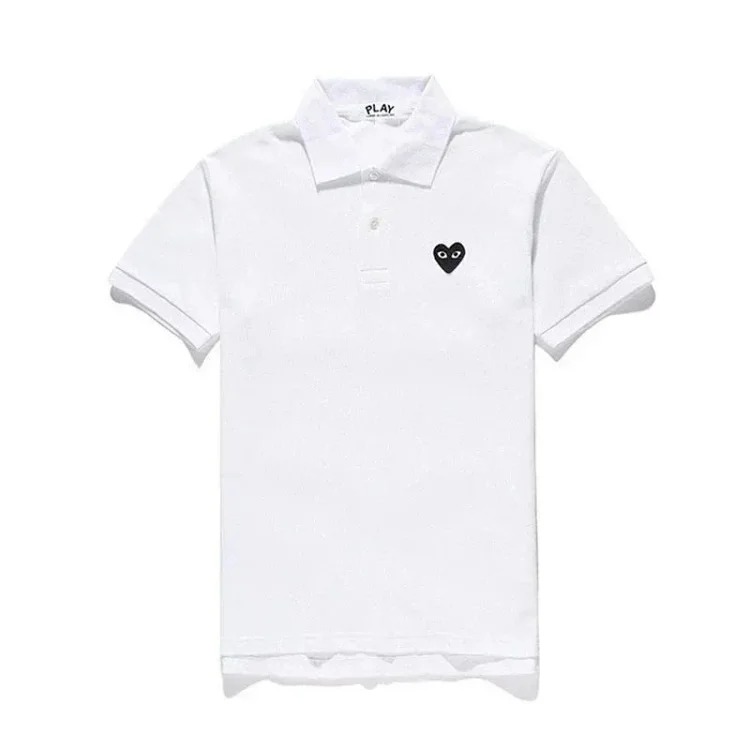 Little black heart polo shirt for men and women, loose T-shirt, cotton short sleeves for couples image 6