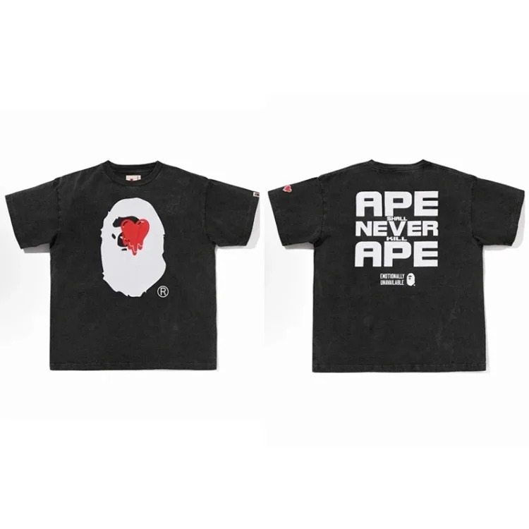 Cross-border foreign trade wholesale Bp trendy brand Ape Man Head heavyweight pure cotton short-sleeved men and women one-piece drop-shipping T-shirt top