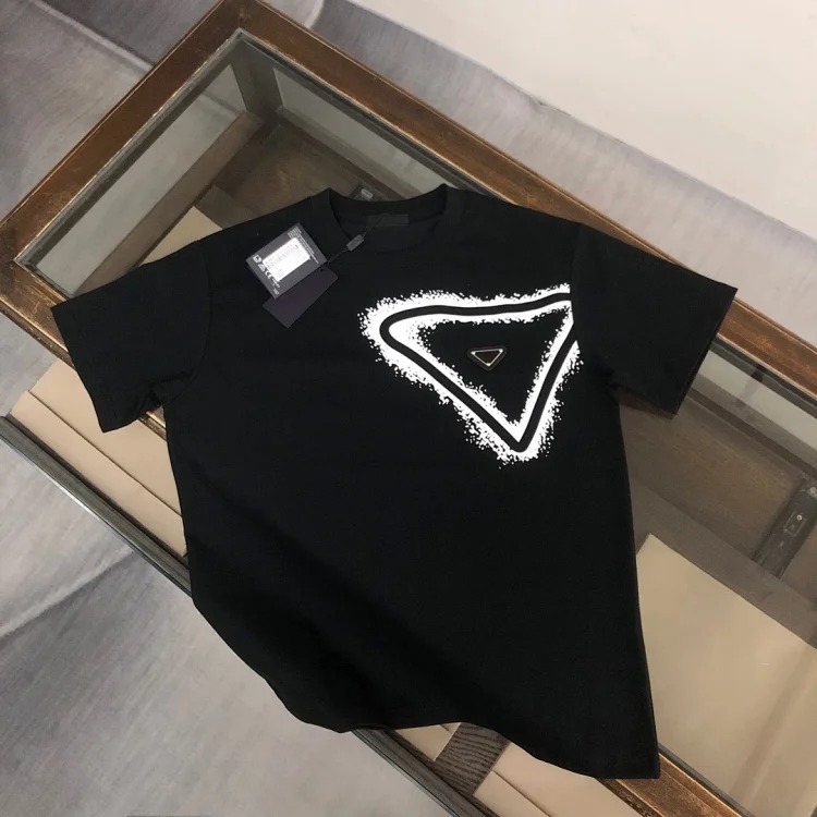 Prada Prd short-sleeved shirt with metallic triangle logo print