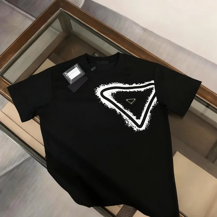 Prada Prd short-sleeved shirt with metallic triangle logo print