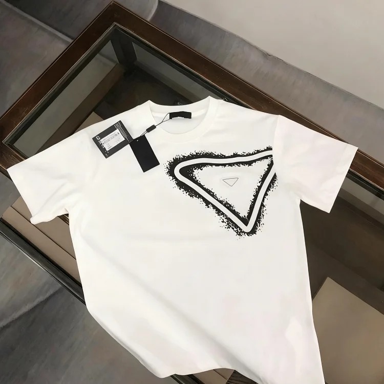 Prada Prd short-sleeved shirt with metallic triangle logo print