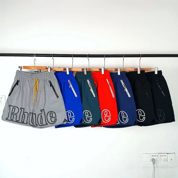 RHUDE reflective casual shorts, high street beach shorts for men and women