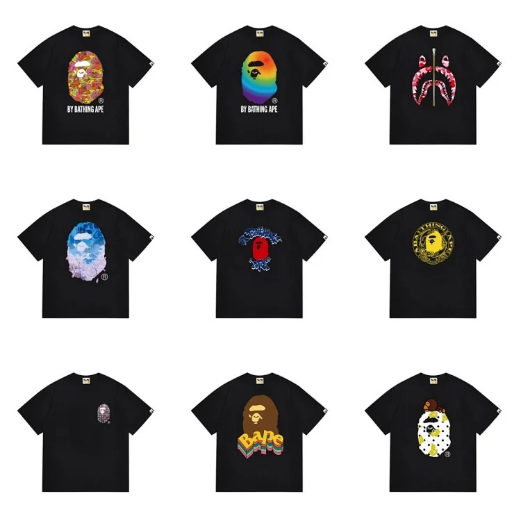 Bape A BATHING APE Embroidered Large Size Loose Short Sleeve T-Shirt