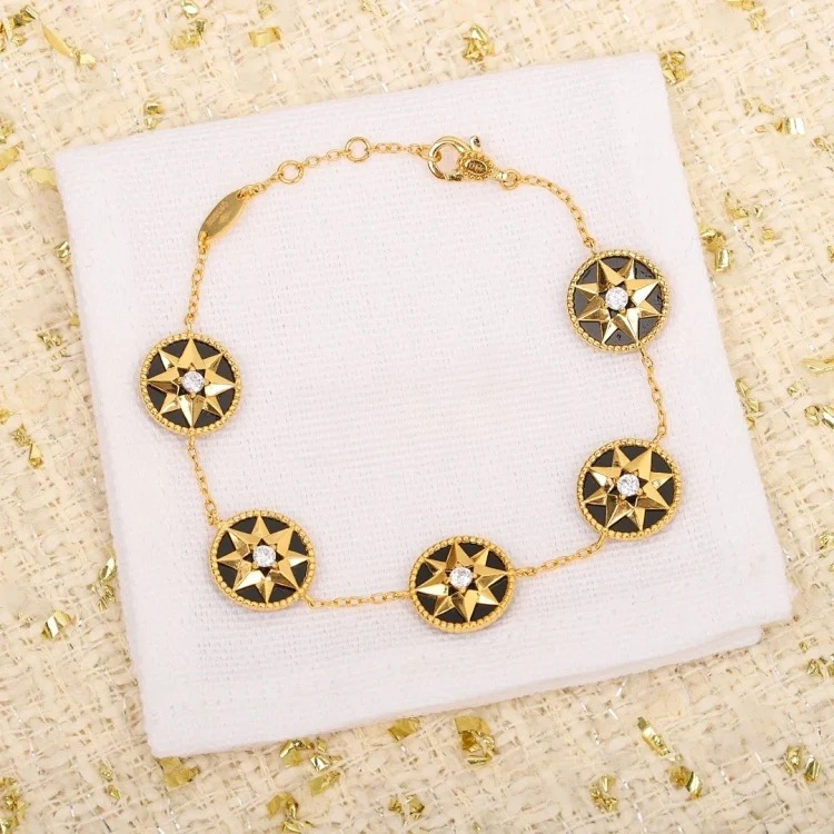 Dor Rose des Vents Bracelet Multi-Color Enamel Gold Tone image 3