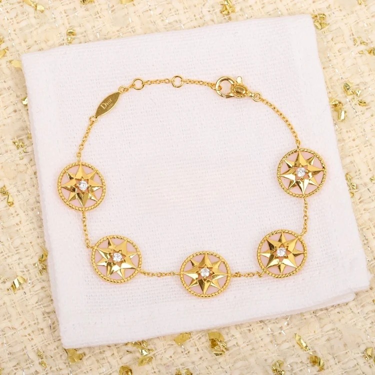 Dor Rose des Vents Bracelet Multi-Color Enamel Gold Tone image 5