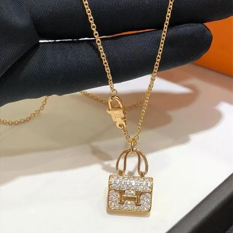 XXX-AMS padlock diamond rose gold pendant chain necklace-3837(pic2) XXX-AMS padlock diamond rose gold pendant chain necklace-3837