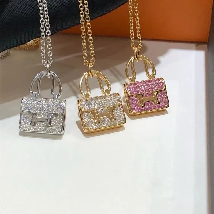XXX-AMS padlock diamond rose gold pendant chain necklace-3837(pic5) XXX-AMS padlock diamond rose gold pendant chain necklace-3837