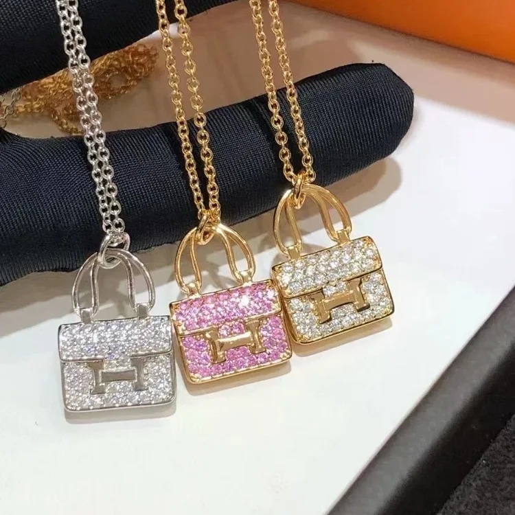 XXX-AMS padlock diamond rose gold pendant chain necklace-3837(pic7) XXX-AMS padlock diamond rose gold pendant chain necklace-3837