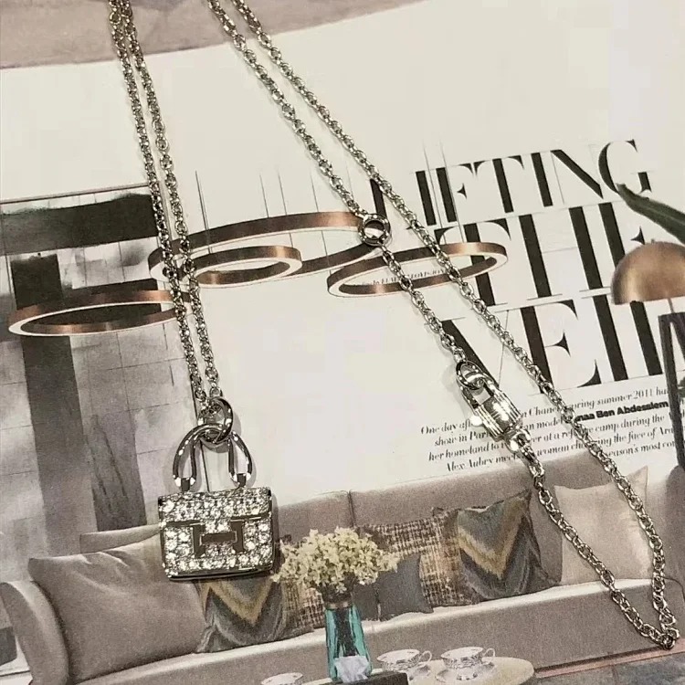 XXX-AMS padlock diamond rose gold pendant chain necklace-3837(pic9) XXX-AMS padlock diamond rose gold pendant chain necklace-3837
