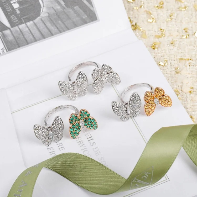 Double butterfly full diamond ring