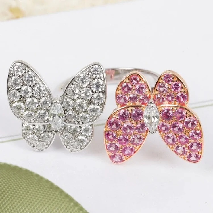 Double butterfly full diamond ring