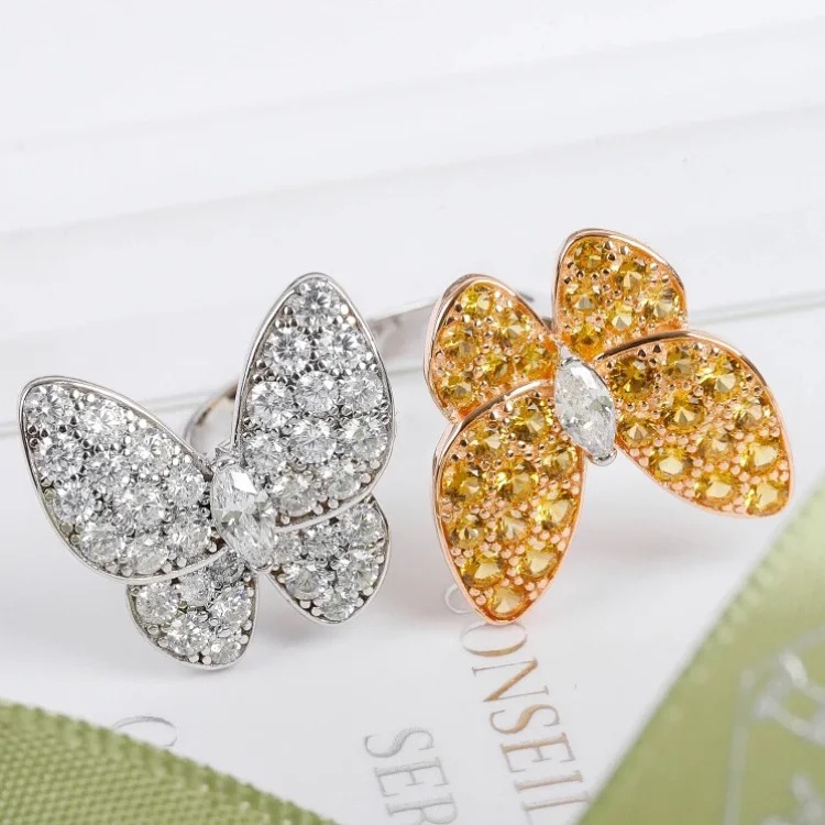 Double butterfly full diamond ring