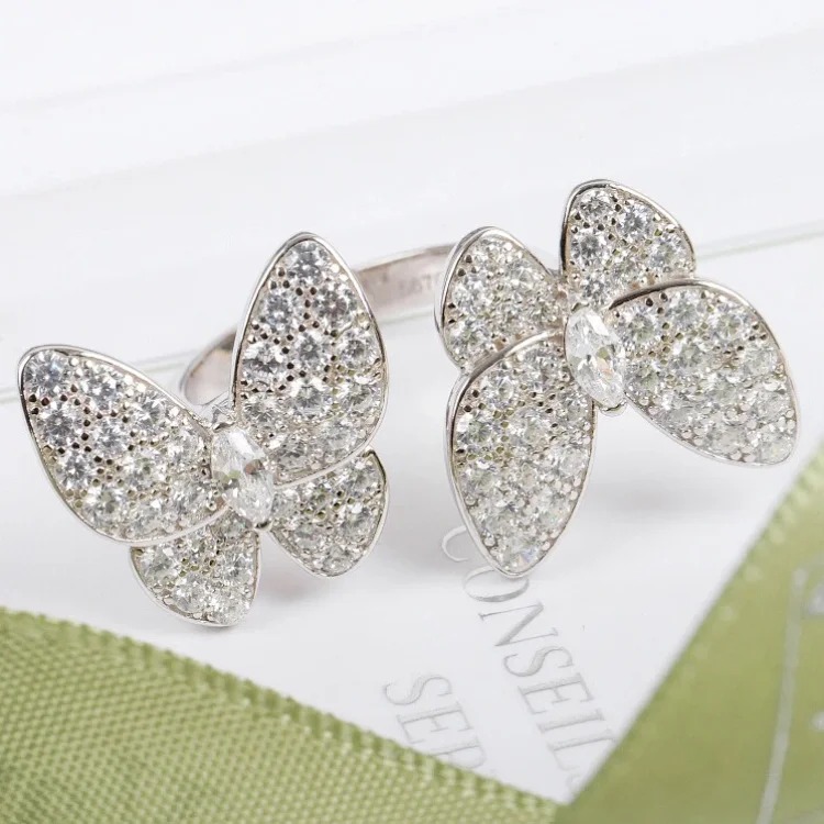 Double butterfly full diamond ring