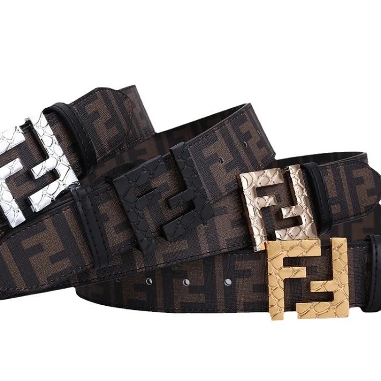 Double belt, versatile men's genuine leather Fencordi student FF , casual and durable Internet celebrity belt, new style