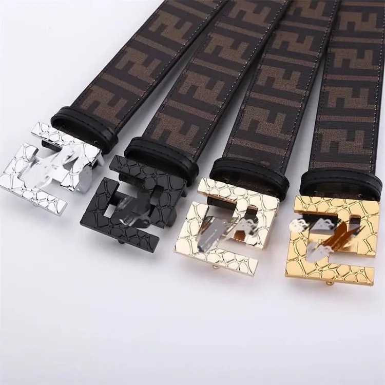 Double belt, versatile men's genuine leather Fencordi student FF , casual and durable Internet celebrity belt, new style