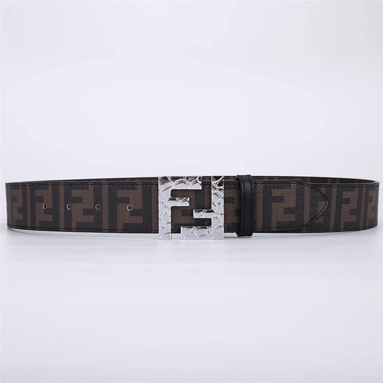Double belt, versatile men's genuine leather Fencordi student FF , casual and durable Internet celebrity belt, new style