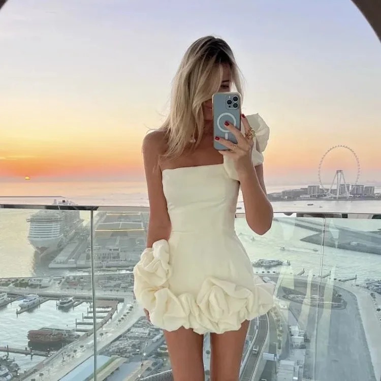 New Amazon cross-border dress tight skirt irregular ruffled bud waist dress