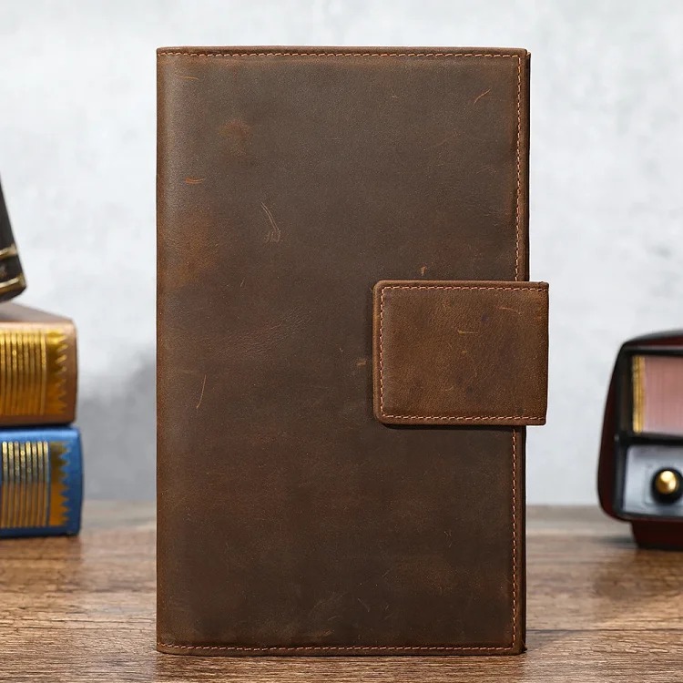 Crazy horse leather men's card bag RFID anti-theft brush Air Tag men wallet tracking and positioning passport wallet