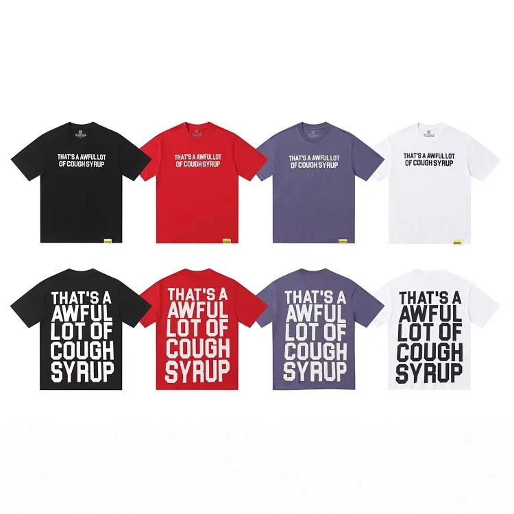 High street European and American trendy brand COUGH SYRUP loose casual short sleeves hot diamond short sleeves