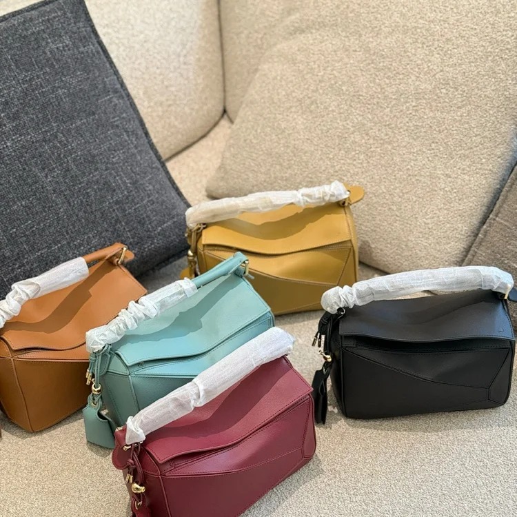 Puzzle geometric bag handbag shoulder bag crossbody bag cowhide versatile new fashion ins Xiaohongshu Douyin