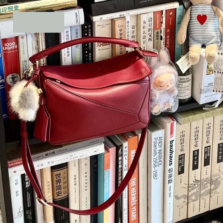 Puzzle geometric bag handbag shoulder bag crossbody bag cowhide versatile new fashion ins Xiaohongshu Douyin
