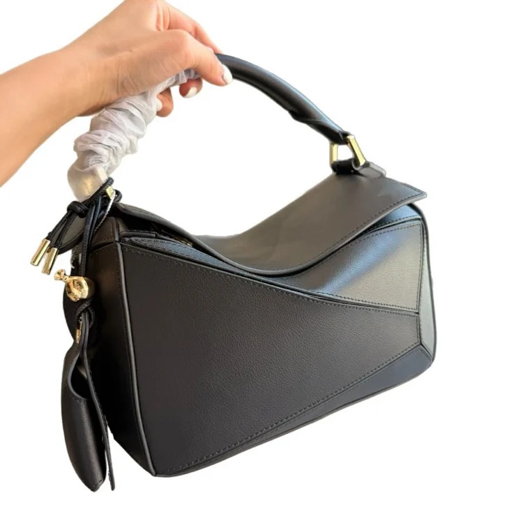 Puzzle geometric bag handbag shoulder bag crossbody bag cowhide versatile new fashion ins Xiaohongshu Douyin