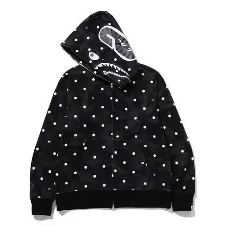 20206 cross-border trend bape new camouflage shark print jacket ape head sweatshirt one piece batch
