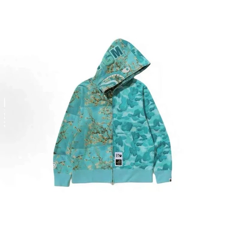 20206 cross-border trend bape new camouflage shark print jacket ape head sweatshirt one piece batch